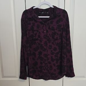 Floral Purple and Black Women's Top